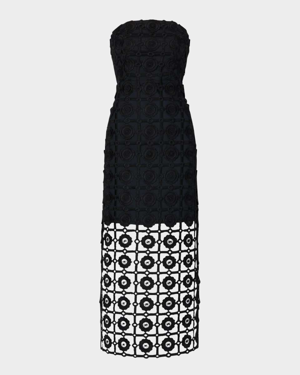 Kait Strapless Tile Lace Midi Dress